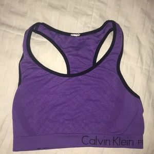 Purple Calvin Klein sports bra